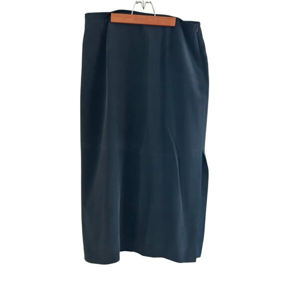 Vintage Jones New York Black Maxi Side Slit Skirt 100% Silk Size 16 - Picture 1 of 1